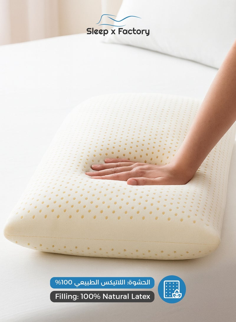 Sleep x Factory Natural Latex Sleeping Pillow – Ergonomic Support – 65×40 cm – Cooling Design - Image 4