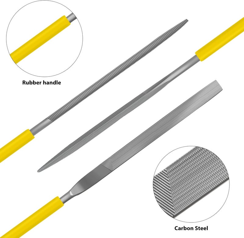 kapoua Needle File Set, 10 Pieces Hand Metal Files, Hardened Alloy Strength Steel Set Includes Flat, Round, Half-Round, Triangular, Square, Oval, Crossing, and Barrette File - Image 4