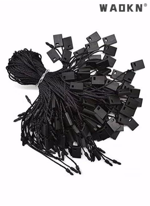 1000Pcs Black Hang Tag String Snap Lock Pin Loop Fastener Hook Ties for Clothes Gift Bags Price Tags Shoes, Belts Pocket Squares Luggage Label Attachment, Easy and Fast to Attach