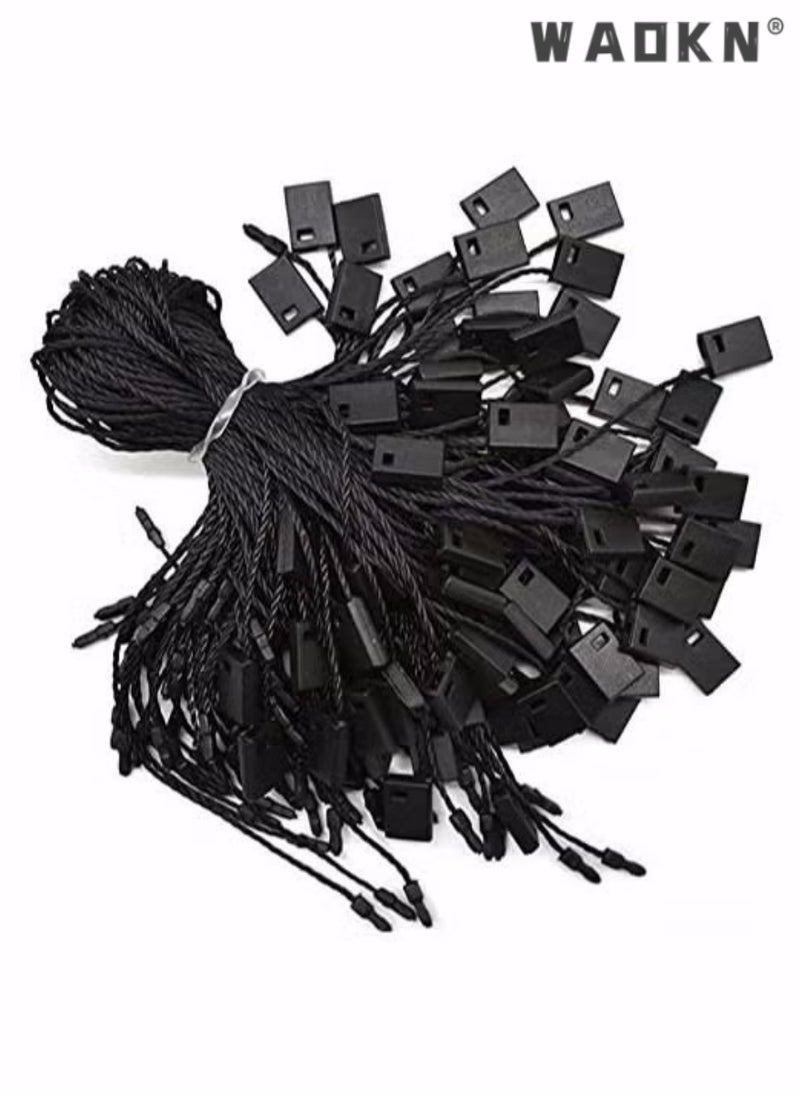 WAOKN 1000Pcs Black Hang Tag String Snap Lock Pin Loop Fastener Hook Ties for Clothes Gift Bags Price Tags Shoes, Belts Pocket Squares Luggage Label Attachment, Easy and Fast to Attach  - Image 1