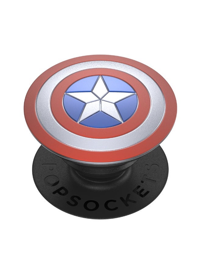 POPSOCKETS قبضة بوب مرخصة | قبضة هاتف جل وحامل، قابلة للإزالة وإعادة الاستخدام والغسل، تعمل مع غلاف بلاستيكي صلب ناعم، سهلة الإزالة للشحن اللاسلكي - درع كابتن أمريكا من مارفل - Image 1