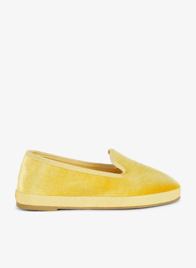 London Rag Velvet Round Toe Slip-On Loafers in Light Yellow
