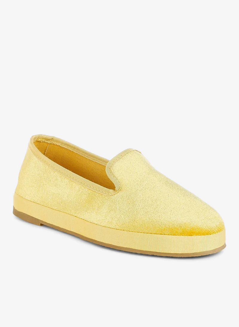 London Rag Velvet Round Toe Slip-On Loafers in Light Yellow