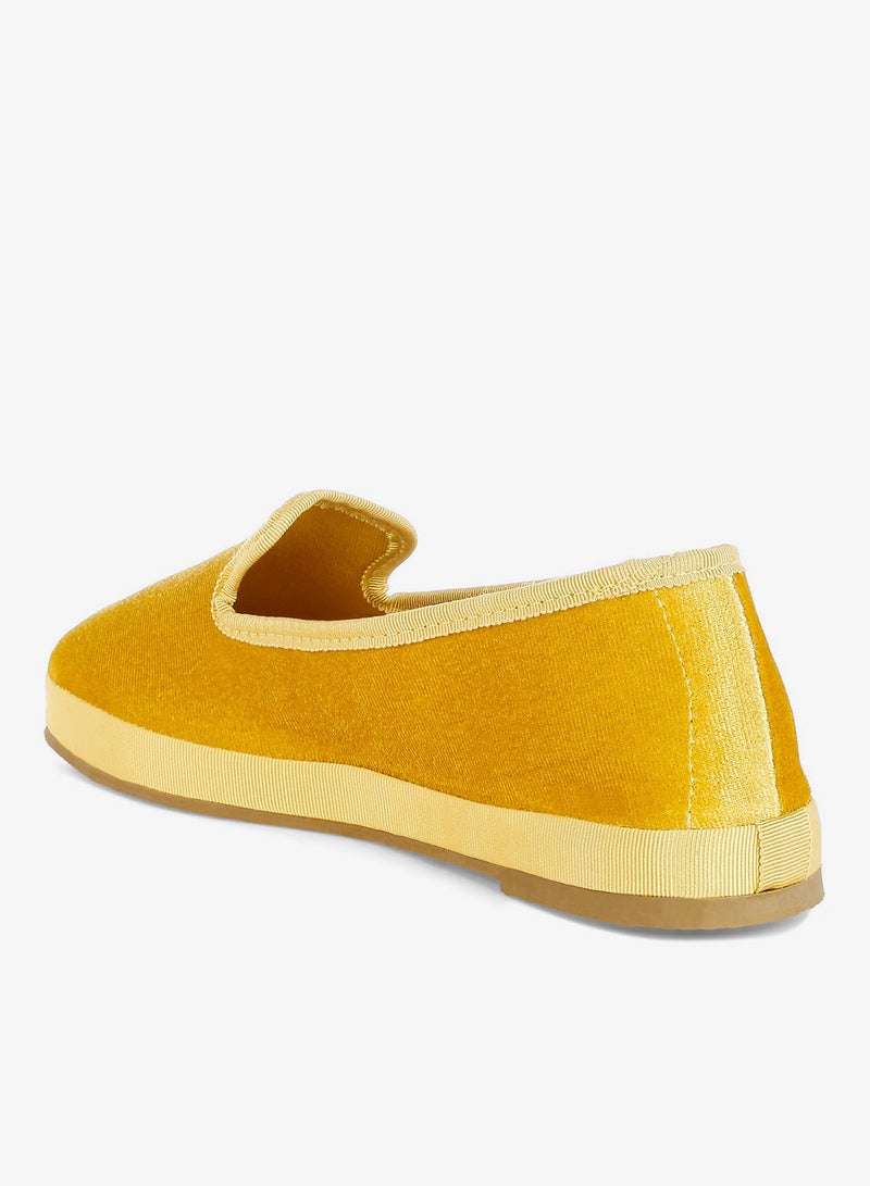 London Rag Velvet Round Toe Slip-On Loafers in Light Yellow - Image 3