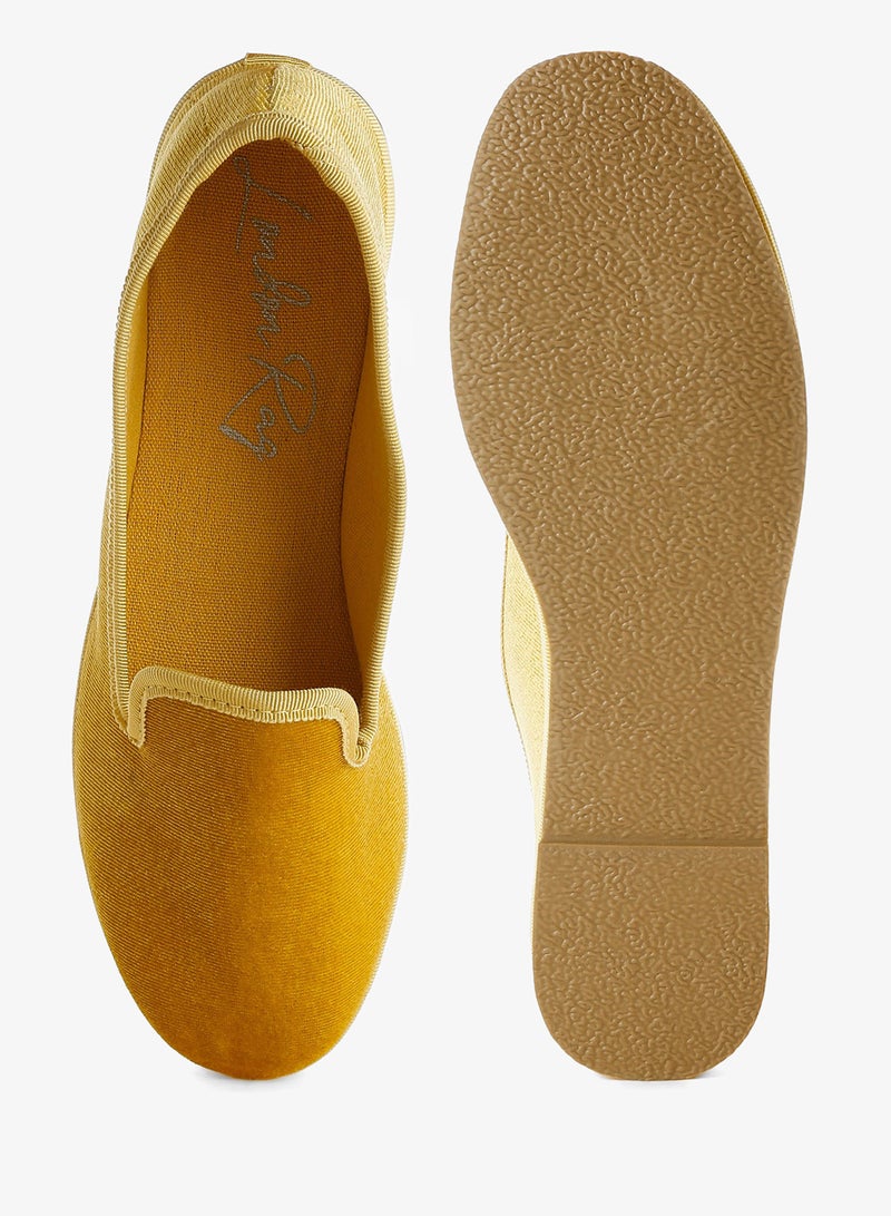 London Rag Velvet Round Toe Slip-On Loafers in Light Yellow - Image 4
