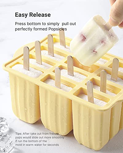 MEETRUE Popsicles Molds, MEETRUE 12 Pieces Silicone Popsicle Molds Easy-Release BPA-free Popsicle Maker Molds Ice Pop Molds Homemade Popsicle Ice Pop Maker with 50PCS Popsicle Sticks+Cleaning Brush - Image 4