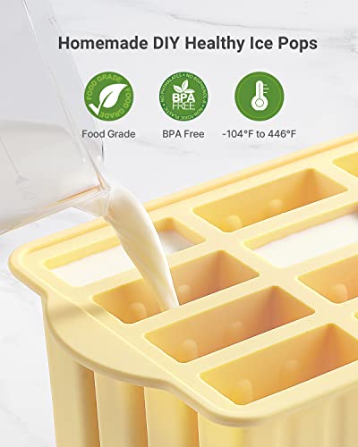 MEETRUE Popsicles Molds, MEETRUE 12 Pieces Silicone Popsicle Molds Easy-Release BPA-free Popsicle Maker Molds Ice Pop Molds Homemade Popsicle Ice Pop Maker with 50PCS Popsicle Sticks+Cleaning Brush - Image 2