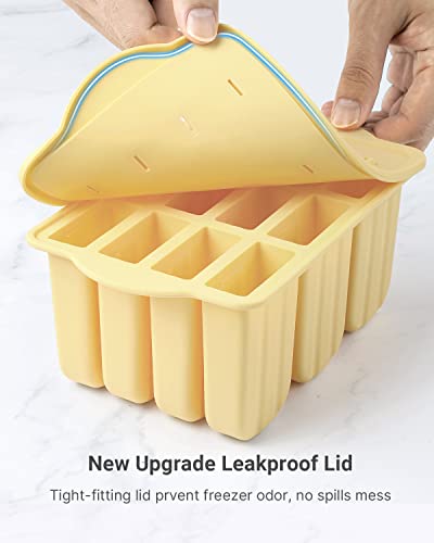 MEETRUE Popsicles Molds, MEETRUE 12 Pieces Silicone Popsicle Molds Easy-Release BPA-free Popsicle Maker Molds Ice Pop Molds Homemade Popsicle Ice Pop Maker with 50PCS Popsicle Sticks+Cleaning Brush - Image 5