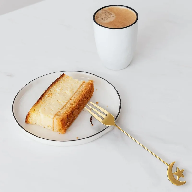 Casa Quesera Ramadan Tableware with  Moon Shape Stainless steel Dessert Spoon