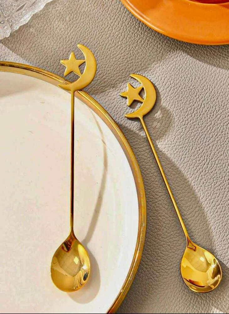 كويزيرا Ramadan Tableware with  Moon Shape Stainless steel Dessert Spoon