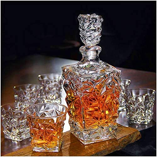 Vilon Crystal Clear 7 Pcs Decanter and Glasses Set- Stylish 1 Decanter and 6 Pcs Glass Set - Perfect for Whiskey, Scotch, Wine, Vodka, Tequila, Rum - Image 3