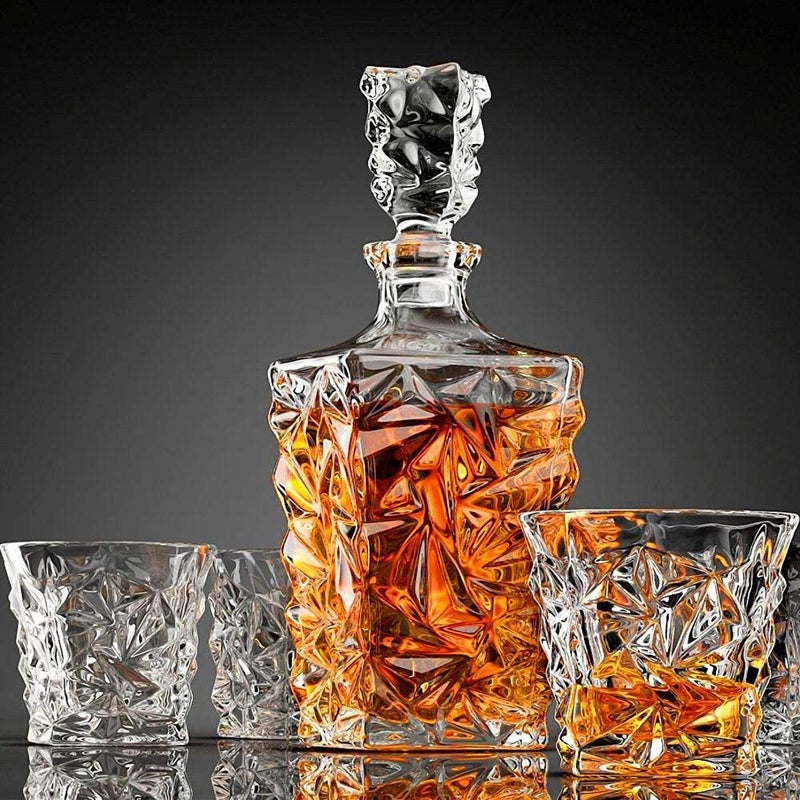 Vilon Crystal Clear 7 Pcs Decanter and Glasses Set- Stylish 1 Decanter and 6 Pcs Glass Set - Perfect for Whiskey, Scotch, Wine, Vodka, Tequila, Rum - Image 1