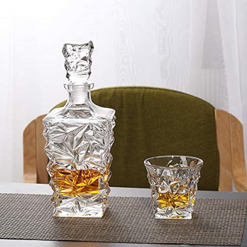Vilon Crystal Clear 7 Pcs Decanter and Glasses Set- Stylish 1 Decanter and 6 Pcs Glass Set - Perfect for Whiskey, Scotch, Wine, Vodka, Tequila, Rum - Image 5