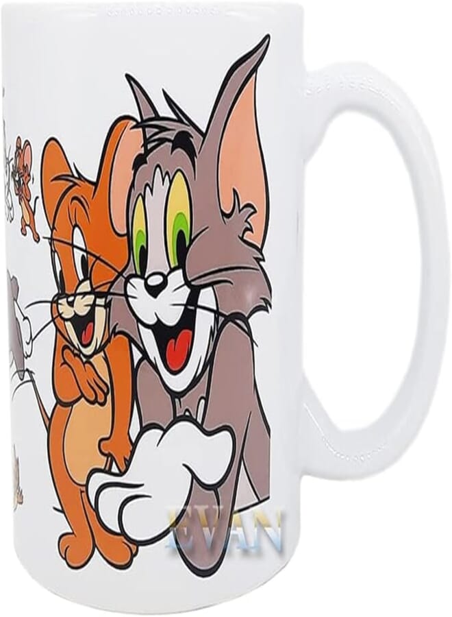 EVAN Ceramic Coffee/Tea/Milk Mug Tom & Jerry Print Design Gift for Kids, Friend, Brother, Sister, Friends