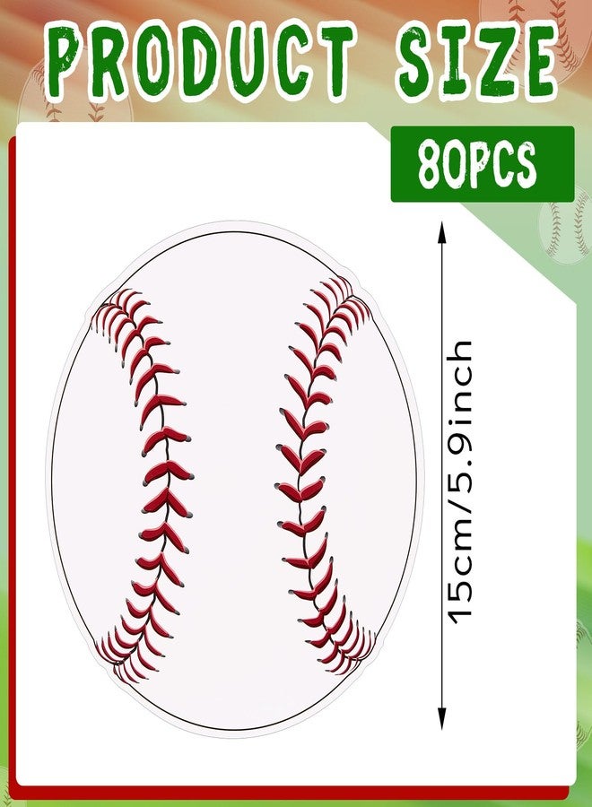 Tenceur 80 Pcs Baseball Cutouts 5.91 Inch, Sports Party Decorations DIY Paper Ball Cut Outs with Glue Points, Bulletin Board Poster Sport Theme Party Birthday Baby Shower Game Day Wall Decor Supplies - Image 2