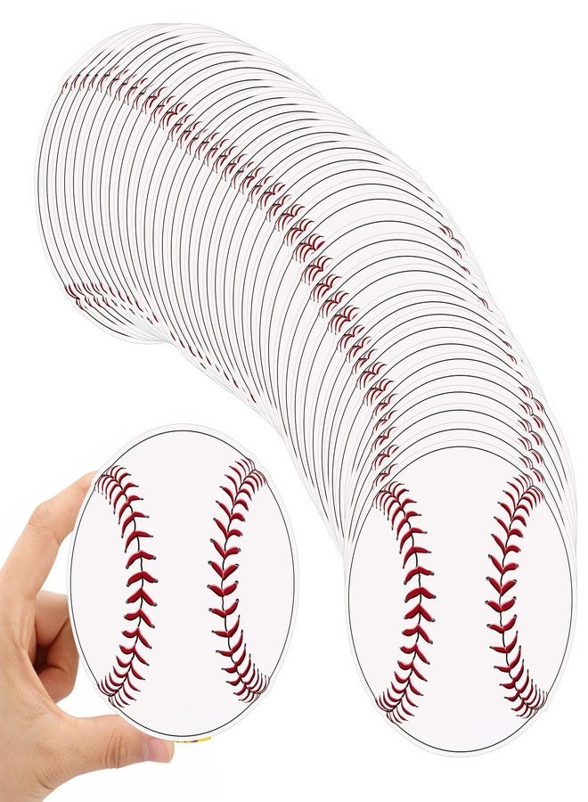 Tenceur 80 Pcs Baseball Cutouts 5.91 Inch, Sports Party Decorations DIY Paper Ball Cut Outs with Glue Points, Bulletin Board Poster Sport Theme Party Birthday Baby Shower Game Day Wall Decor Supplies - Image 1