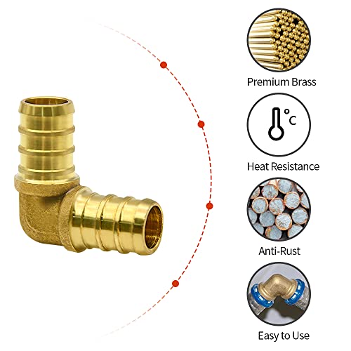 Ruby Q 100 Pack 1/2" PEX Fittings, Brass PEX Elbow Fittings for PEX Tubing Pipe - Image 2