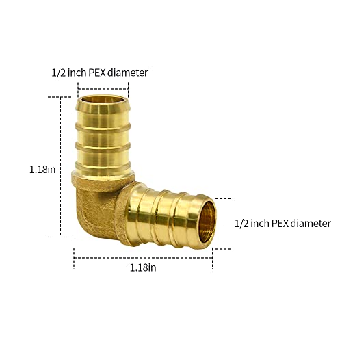 Ruby Q 100 Pack 1/2" PEX Fittings, Brass PEX Elbow Fittings for PEX Tubing Pipe - Image 3