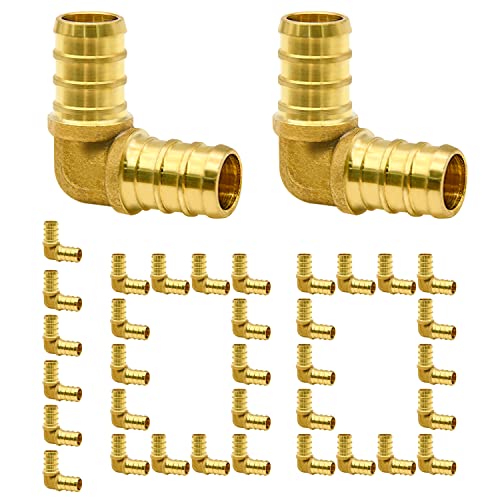 Ruby Q 100 Pack 1/2" PEX Fittings, Brass PEX Elbow Fittings for PEX Tubing Pipe - Image 1