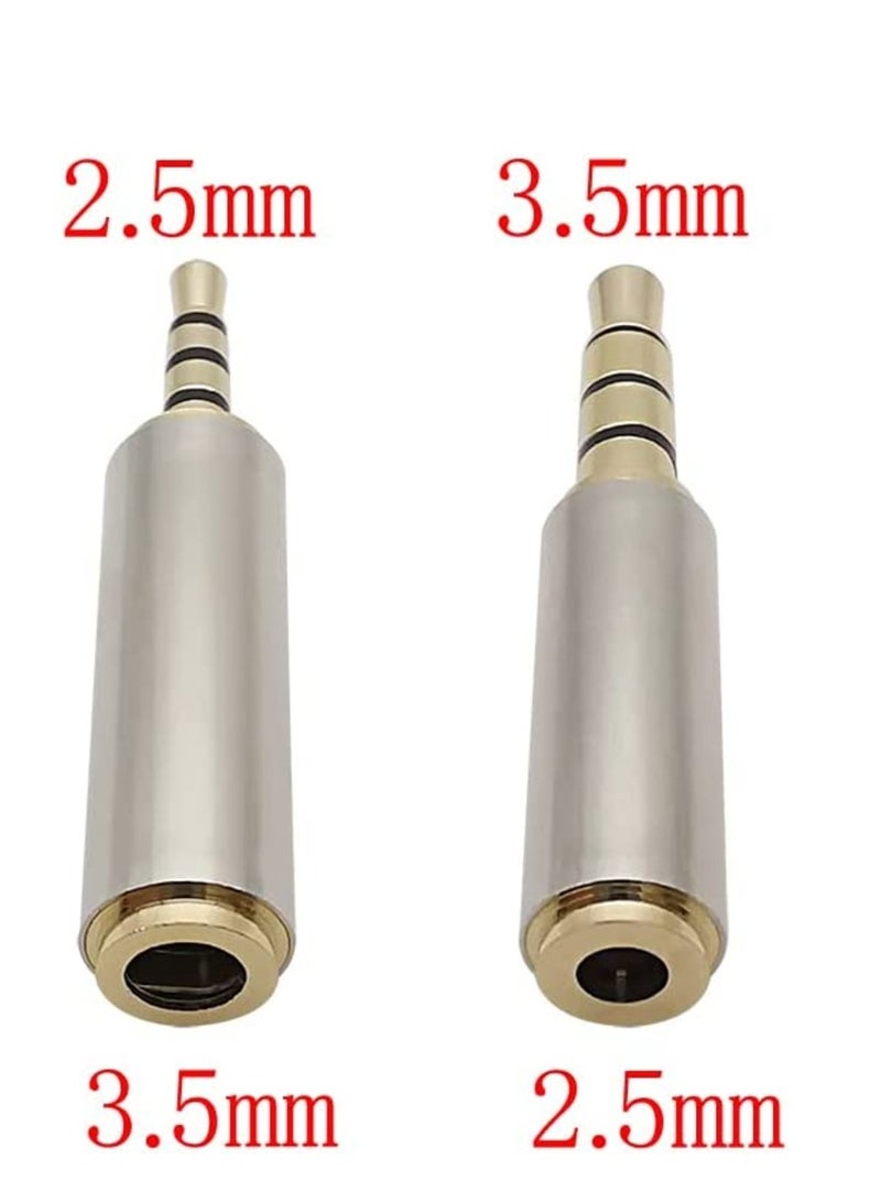 2Pcs 3.5mm to 2.5mm / 2.5 mm to 3.5 mm 4 Poles Stereo Audio Headphone AUX Adapter Male Plug Female Jack Converter Connector - Image 2