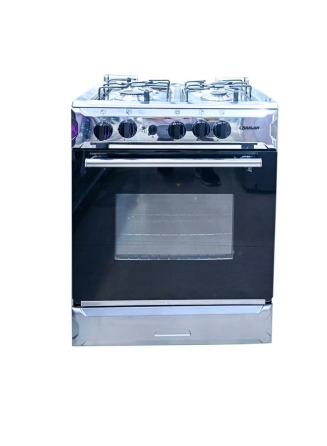 رسلان فرن غاز رسلان 4 عيون 60×60 سلفر وش استيل امان كامل 2604R - Image 1