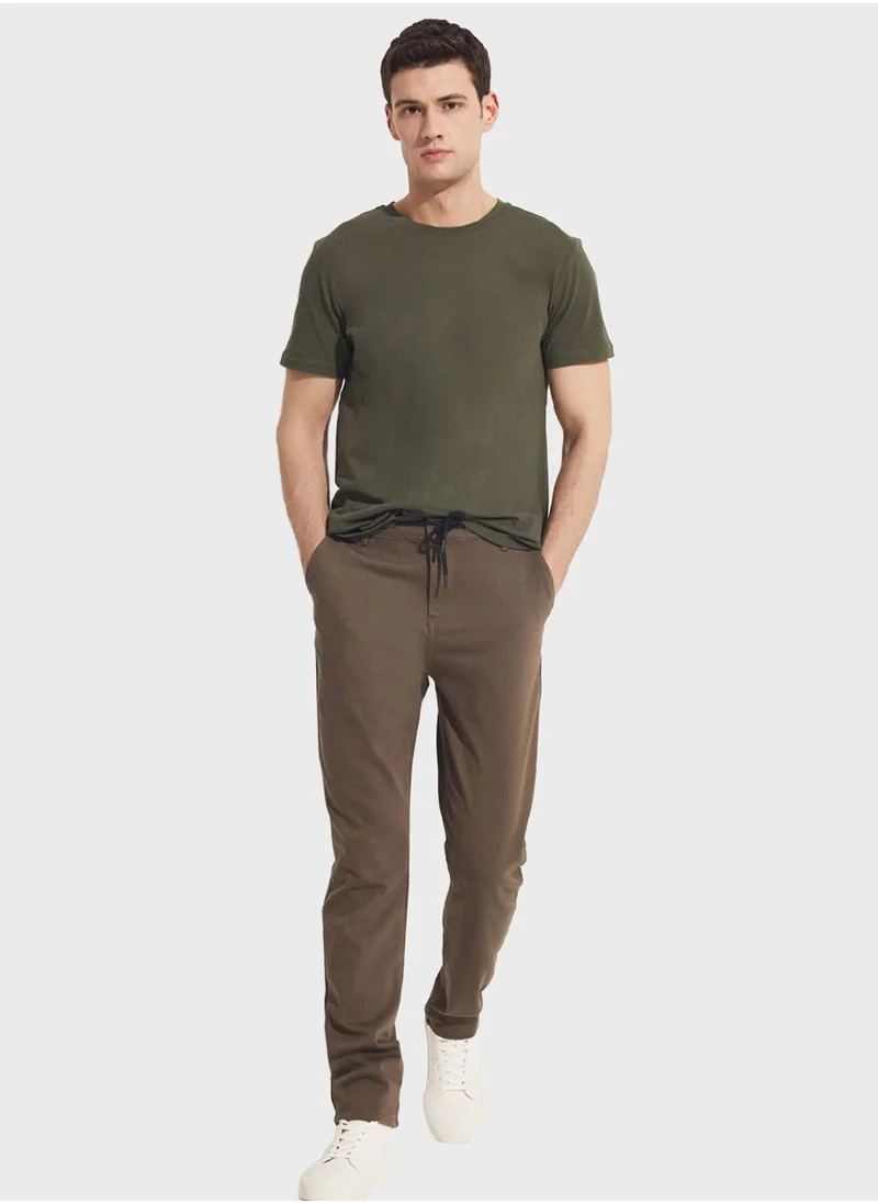 JUNE Textured Straight Fit Trousers