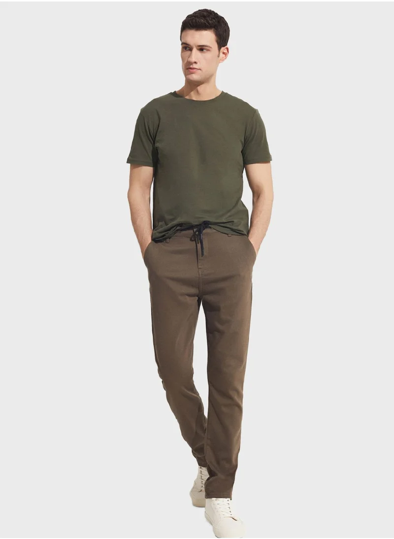 JUNE Textured Straight Fit Trousers