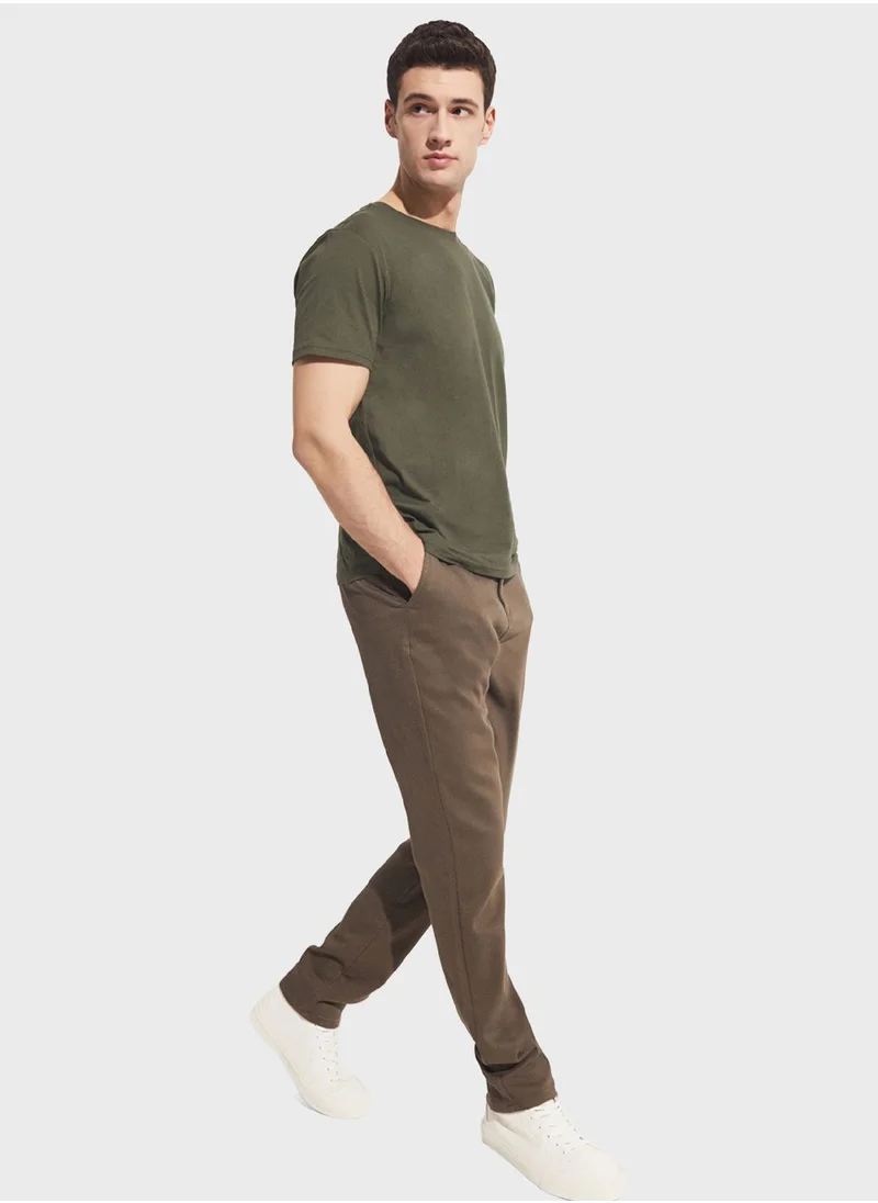 JUNE Textured Straight Fit Trousers