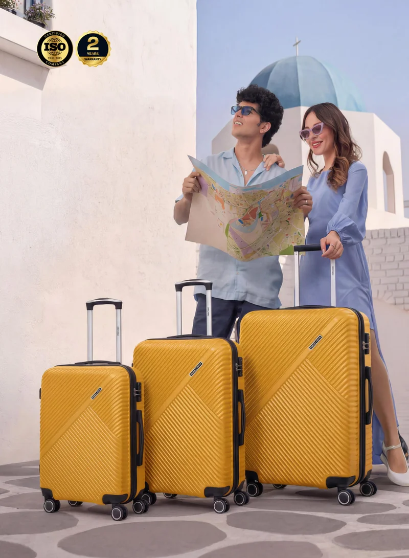 Parajohn Yellow Large 28-Inch ABS Material Lightweight Hardshell Luggage Trolley | carrying 30kg Durable Hardsided Spinner Trolley Suitcase yellow  | Best Price UAE