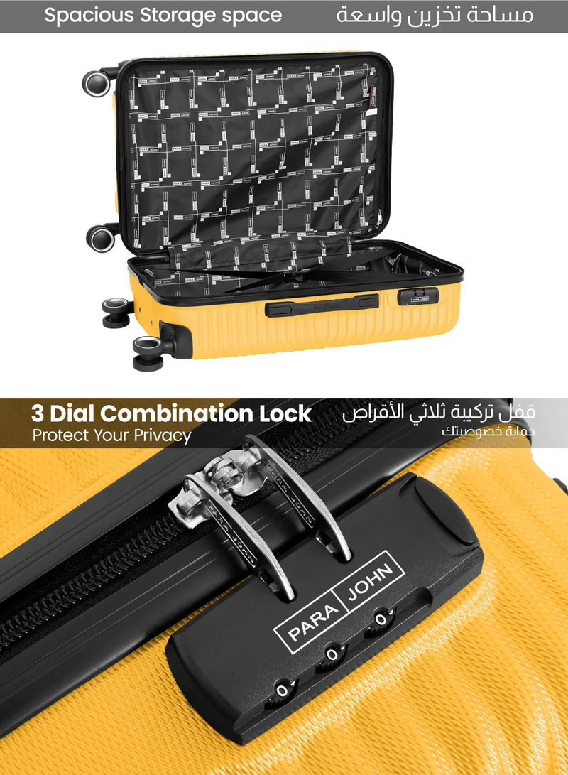 Parajohn Yellow Large 28-Inch ABS Material Lightweight Hardshell Luggage Trolley | carrying 30kg Durable Hardsided Spinner Trolley Suitcase yellow  | Best Price UAE