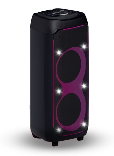 Professional Battery Powered Speaker System, 10" Deep Bass Boost Control, 7.4V/5400mAh Lithium Battery, Bluetooth, SD Card Slot, USB Port, Remote Control, 60W RMS Flame & Music Spectrum LED light , AH-10800
