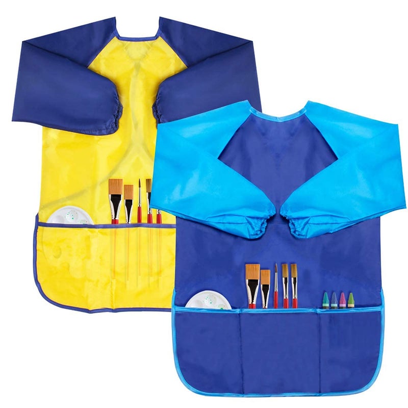 BAHABY Kids Art Smocks 2 Pack Painting Smock with Long Sleeve and 3 Pockets for Age 38 - Image 2