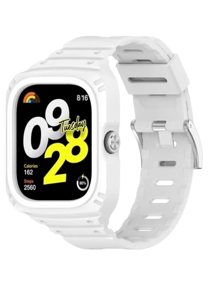 Strap Compatible with Redmi Watch 4 Replacement Integrated Band Silicone Wrist Strap Bracelet Band Soft And Durable with Quick Release Watch Accessories(white)