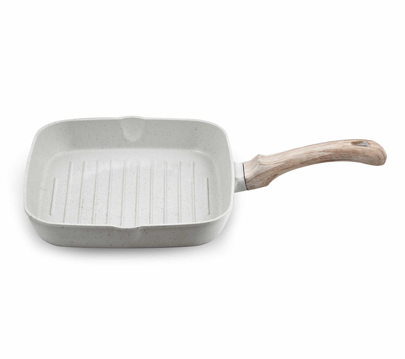 GREENCHEF Aluminium Die Cast Grill Pan 240 mm- Pebble, 5 Layer Healthy Granite Non-Stick Coating, PFOA Free - Image 1