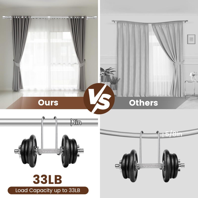 Hradecti 1â€ Diameter Curtain Rods Itself is 30 to144 inch 1 Pack Fit 30-142 inch, 66 to 120 inch Window with Heavy Duty Adjustable Rod Curtain Splicing Silver Extra Long Curtain Rod for Windows - Image 4