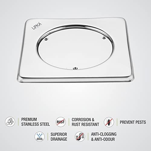 LIPKA Sweep Out Square Floor Drain |Premium Stainless Steel |6 x 6 Inches| - Image 4