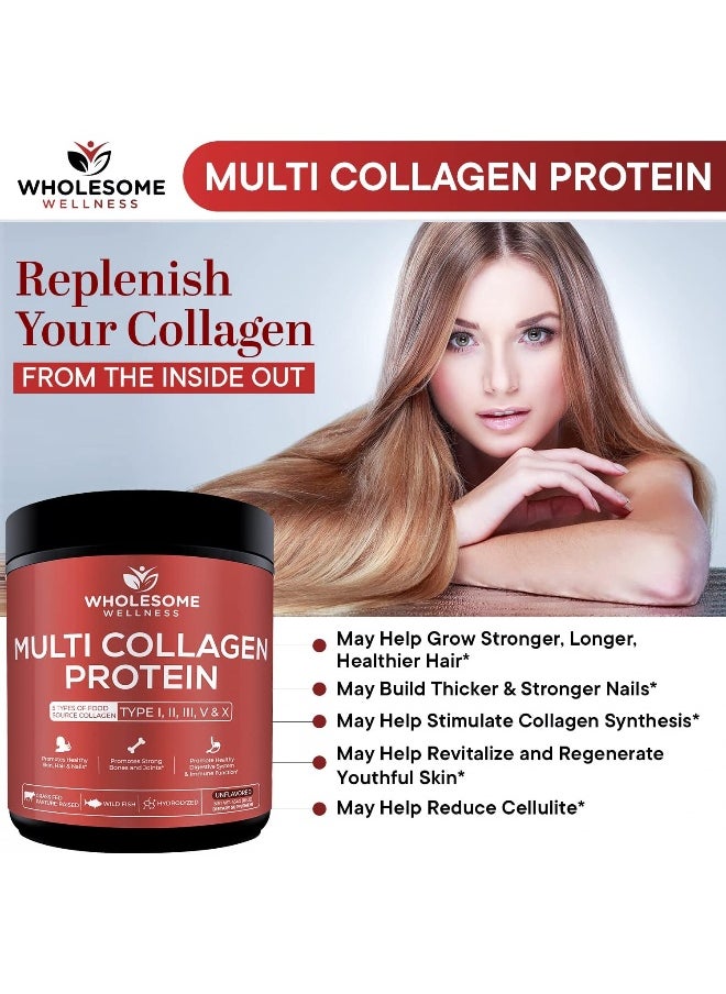 Wholesome Wellness Multi Collagen Protein Powder Hydrolyzed (Type I II III V X) Grass-Fed All-in-One Super Bone Broth + Collagen Peptides - Premium Beef, Chicken, Wild Fish, Eggshell Collagen - pzsku/Z7DF51A57F58D44AA41ADZ/45/_/1725942863/f3a95f4b-696d-4381-b8d7-9f0458617dd7