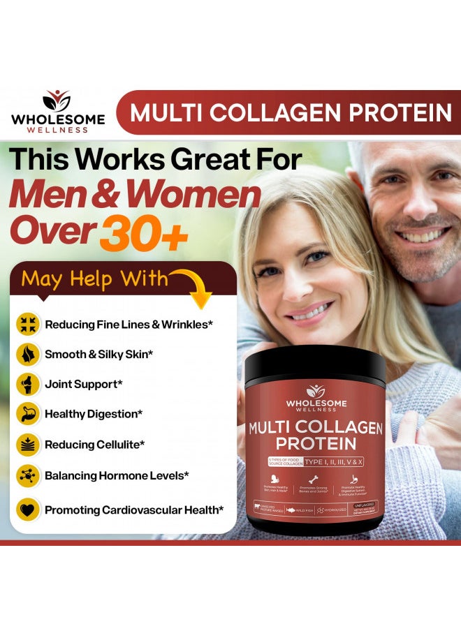 Wholesome Wellness Multi Collagen Protein Powder Hydrolyzed (Type I II III V X) Grass-Fed All-in-One Super Bone Broth + Collagen Peptides - Premium Beef, Chicken, Wild Fish, Eggshell Collagen - pzsku/Z7DF51A57F58D44AA41ADZ/45/_/1727378370/72f3450f-d938-4195-9684-a47b16e7f9bf