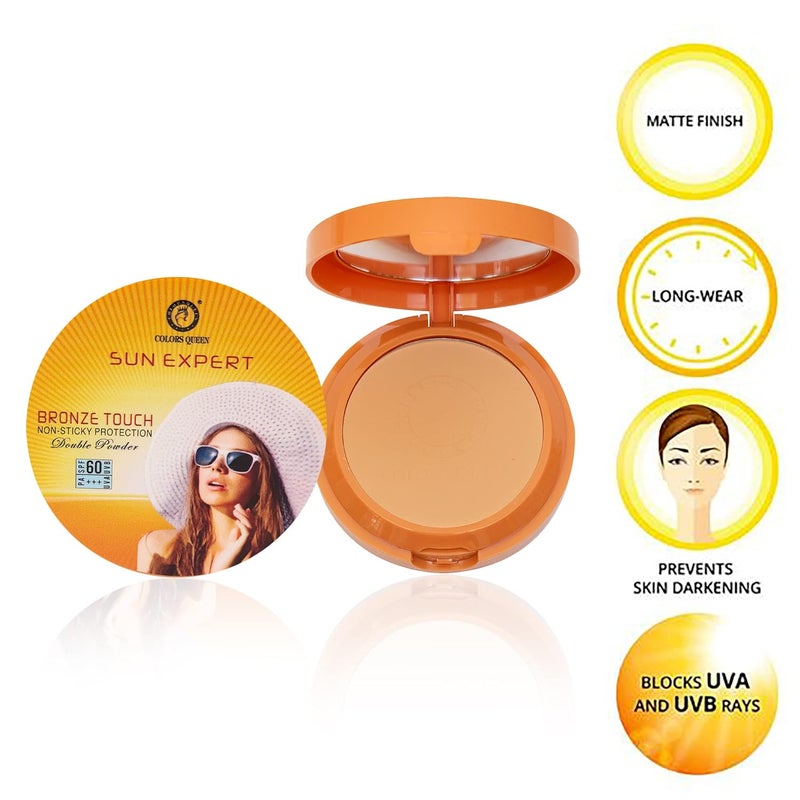 COLORS QUEEN Colors Queen Sun Expert Compact Powder with SPF 60 UVAUVB PA  UV Protection Oil Control Easy to Blend Matte Finish Long Wearing  Lightweight Compact Powder 03  Honey 15g - Image 4