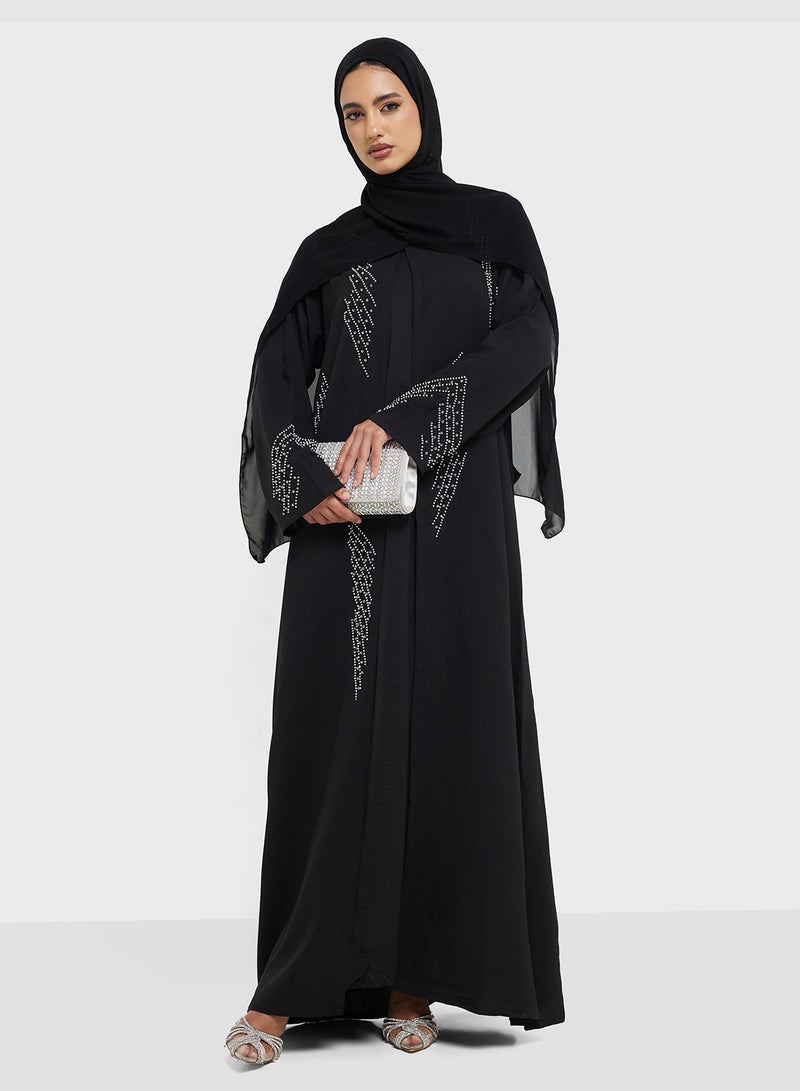 hayas closet V-Neck Embellished Flared Sleeve Abaya  - Image 1