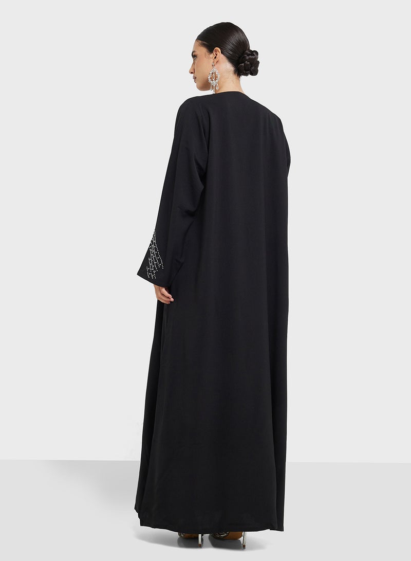 hayas closet V-Neck Embellished Flared Sleeve Abaya  - Image 2