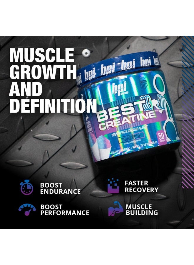 BPI SPORTS - Best Creatine Creatine Monohydrate Himalayan Salt Strength Pump Endurance Muscle Growth Muscle Definition No Bloat Snow Cone 50 Servings 10.58 Oz - Image 1