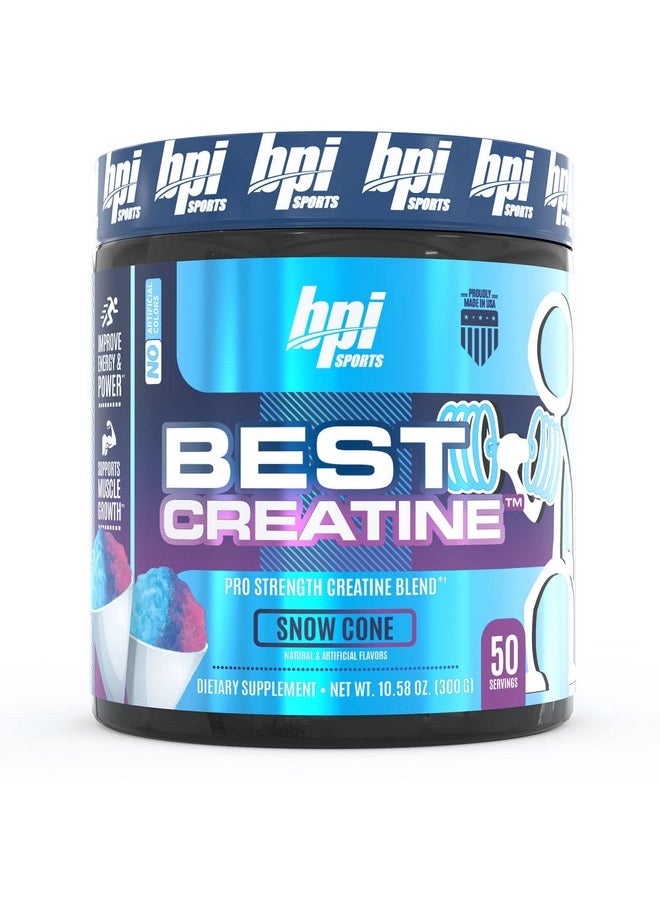 BPI SPORTS - Best Creatine Creatine Monohydrate Himalayan Salt Strength Pump Endurance Muscle Growth Muscle Definition No Bloat Snow Cone 50 Servings 10.58 Oz - Image 1