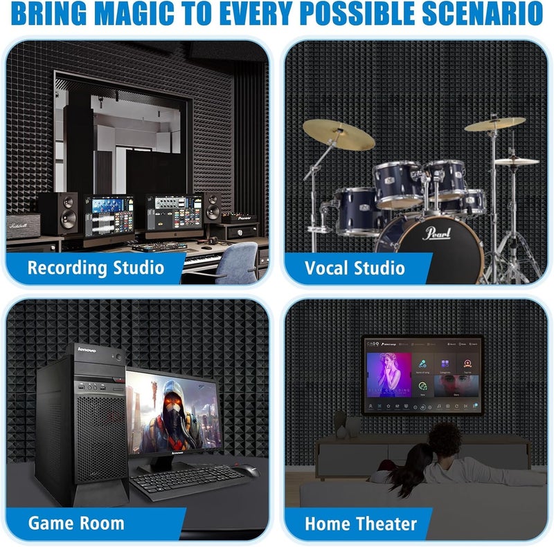 SOUNDFLEX Pyramid Soundproofing Studio Acoustic Foam 6'x3' - 2 Inches ( 2 Sheet ) Inches High Density, Soundproof Foam, Noise Reduction,Echo Absorption (Studio Charcoal, 2 Sheet/(6'x3')) - Image 5