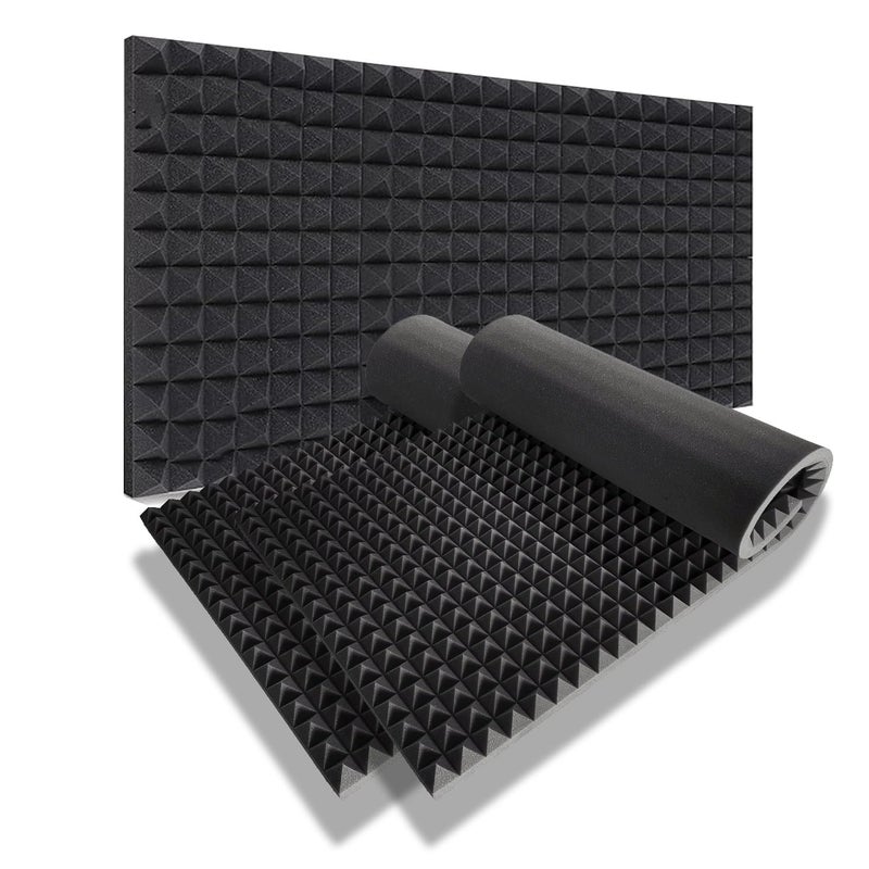 SOUNDFLEX Pyramid Soundproofing Studio Acoustic Foam 6'x3' - 2 Inches ( 2 Sheet ) Inches High Density, Soundproof Foam, Noise Reduction,Echo Absorption (Studio Charcoal, 2 Sheet/(6'x3')) - Image 1