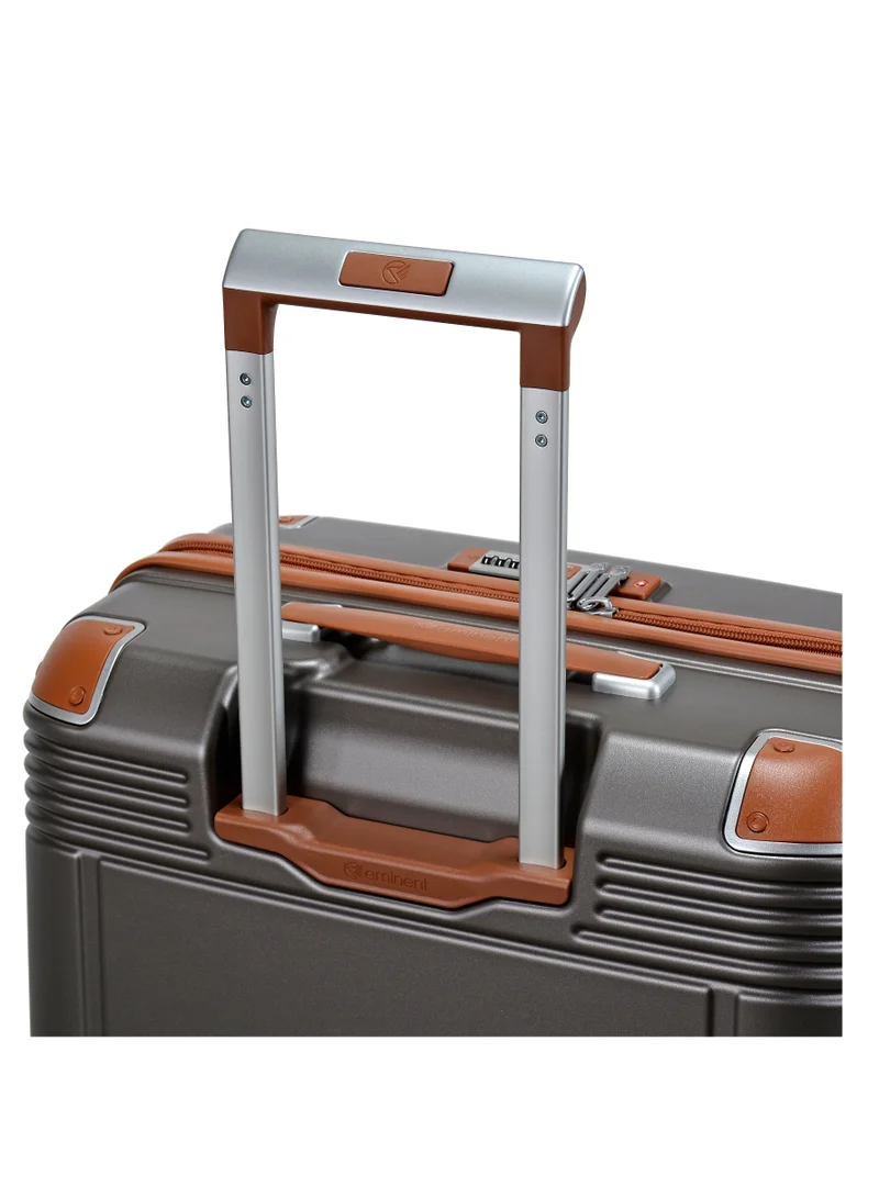 eminent Hard Case Suitcase Trolley Luggage Set of 3 Polycarbonate Lightweight 4 Quiet Double Spinner Wheels Travel Bags With TSA Lock KK10 Gold Grey