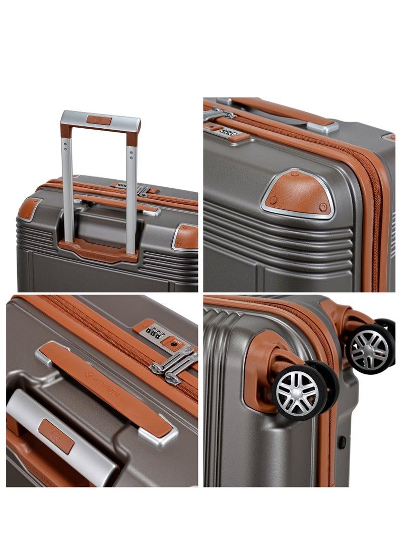 eminent Hard Case Suitcase Trolley Luggage Set of 3 Polycarbonate Lightweight 4 Quiet Double Spinner Wheels Travel Bags With TSA Lock KK10 Gold Grey  - Image 5