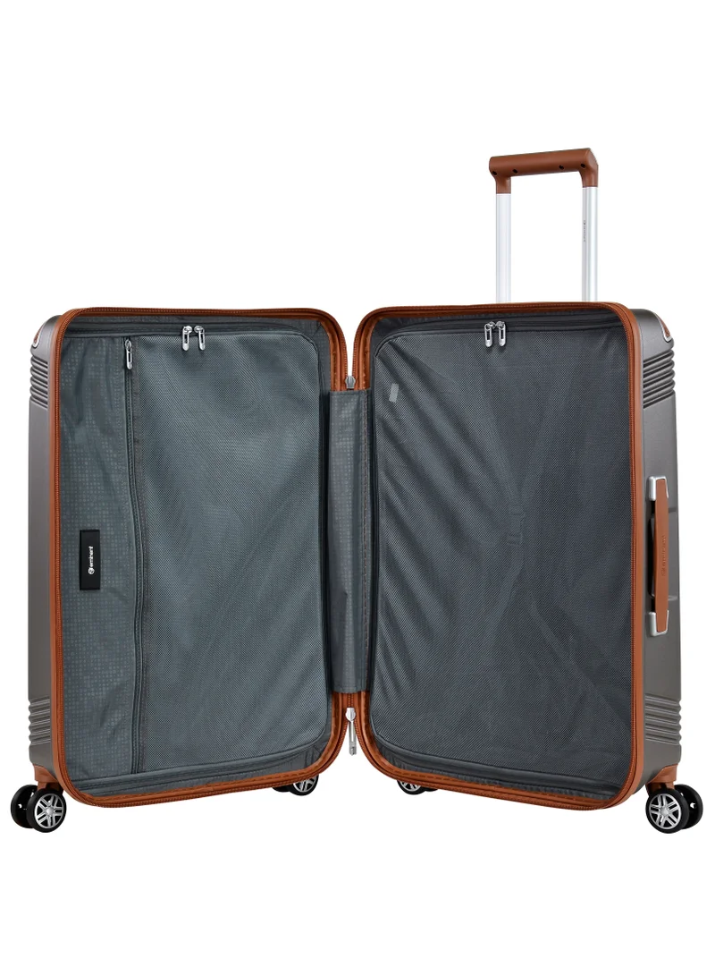 eminent Hard Case Suitcase Trolley Luggage Set of 3 Polycarbonate Lightweight 4 Quiet Double Spinner Wheels Travel Bags With TSA Lock KK10 Gold Grey