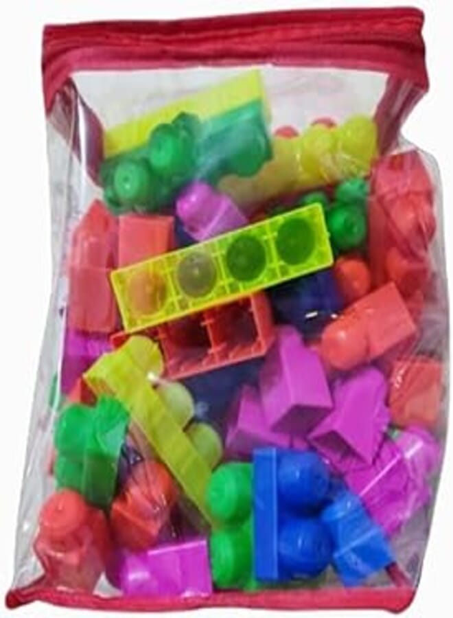Buckets and Bags Blocks Develop Kids Skills and Make Shapes and Scenes and More Also Gift for Birthday, Party, Occasions Multi Shapes and Colors (Large Cube Bag 83 Pieces) 