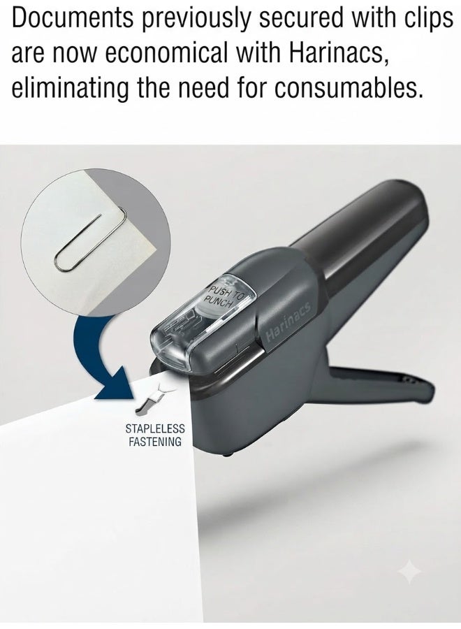 KOKUYO Harinacs Handy Stapleless Stapler SLN-MSH110SD, binds up to 10 sheets, Sepia Black, Plastic & Metal, 1 piece for reports - Image 4
